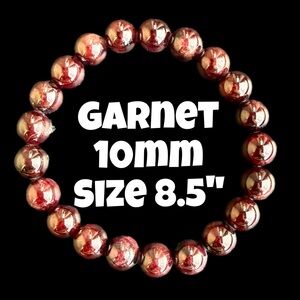 Authentic Garnet 10mm Beaded Stretchy Bracelet by‎ Bombshell Beads